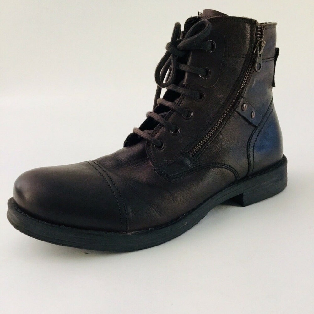 Peckott Denim Mens Brown Lace Up Cap Toe Boots 10